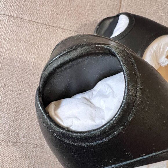 Coach Black Breana Leather Peep Toe Platform Pumps. Coach Logo Heels. Size 9 - Picture 16 of 16